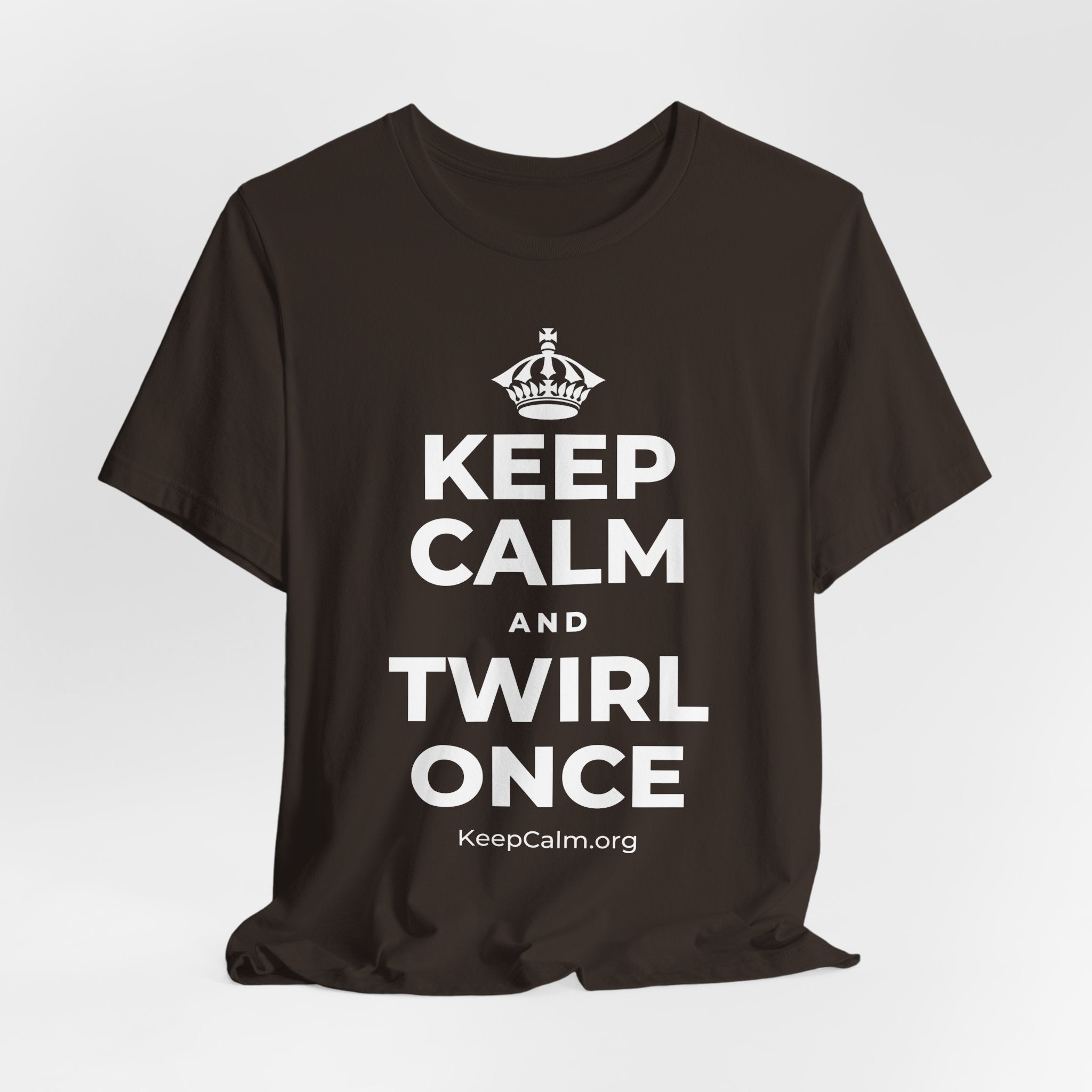 KEEP CALM AND TWIRL ONCE T-Shirt (Soft Cream–Heather Mauve)
