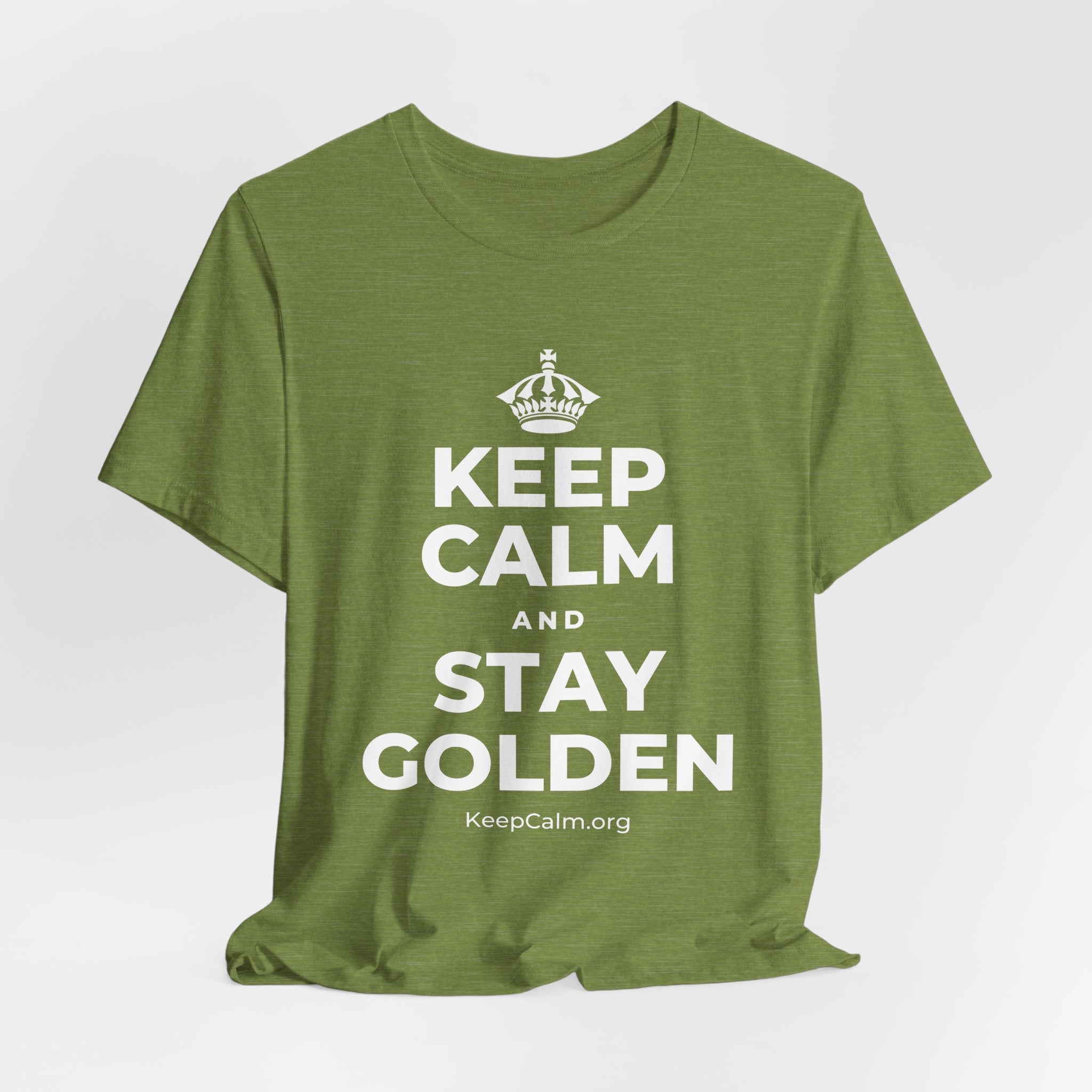 KEEP CALM AND STAY GOLDEN T-Shirt (Baby Blue–Silver)