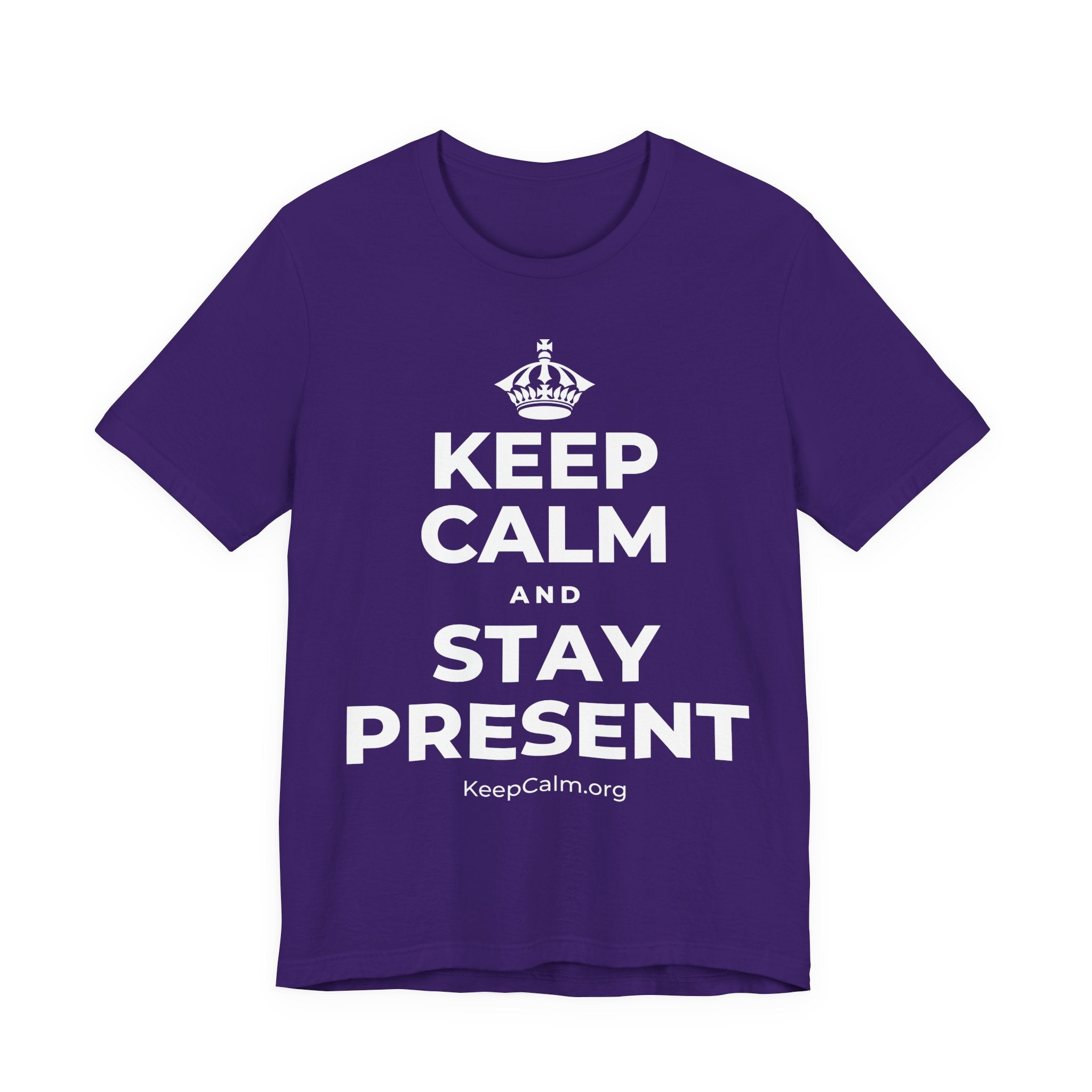 KEEP CALM AND STAY PRESENT T-Shirt (Soft Cream–Heather Mauve)
