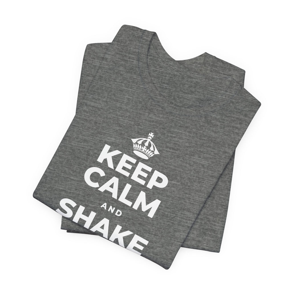 KEEP CALM AND SHAKE OFF THE WINTER T-Shirt (Baby Blue–Silver)