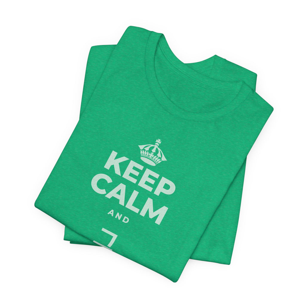 KEEP CALM AND 그 질문을 해요 T-Shirt (Baby Blue–Silver)