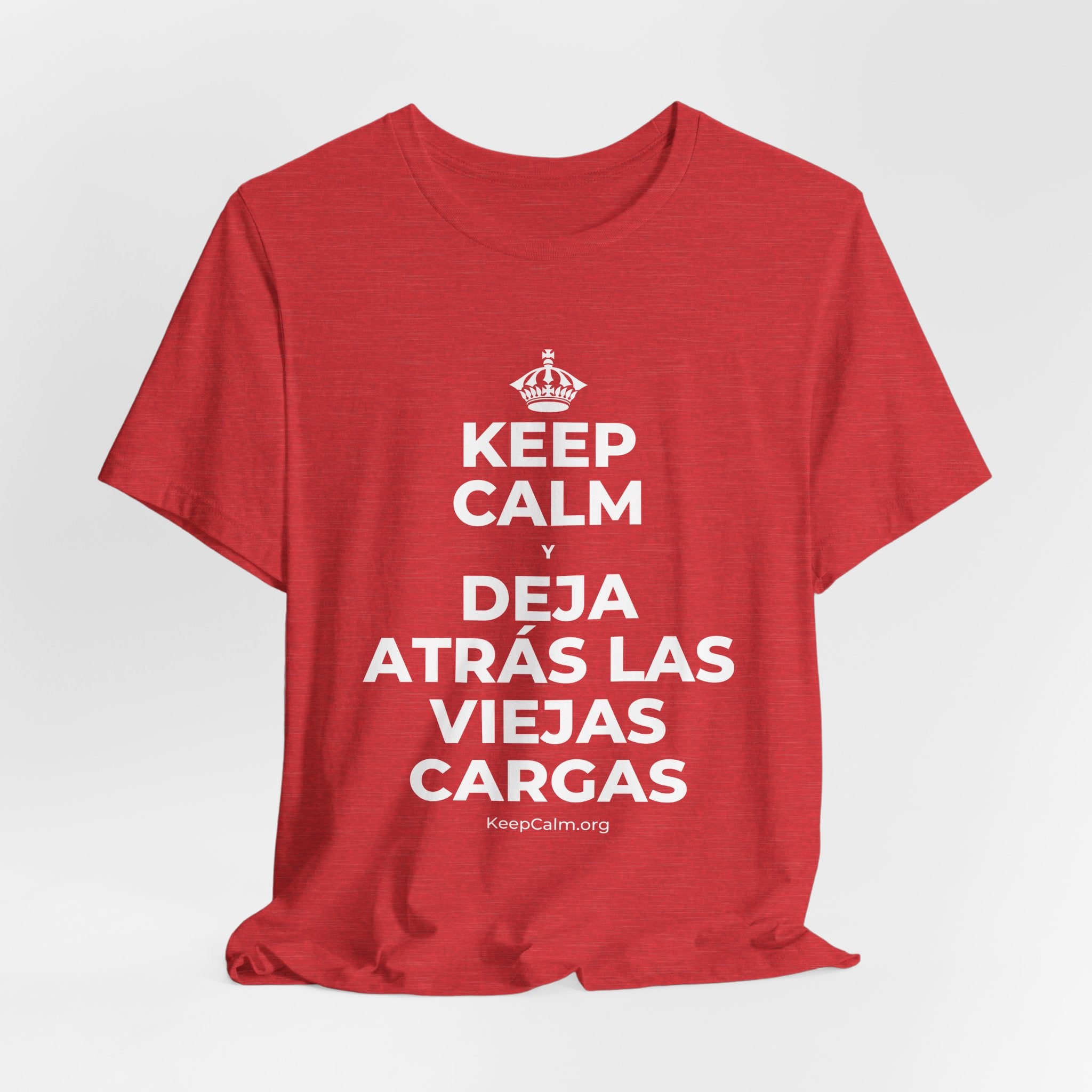 KEEP CALM Y DEJA ATRÁS LAS VIEJAS CARGAS T-Shirt (Baby Blue–Silver)