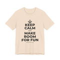 KEEP CALM AND MAKE ROOM FOR FUN T-Shirt (Soft Cream–Heather Mauve)