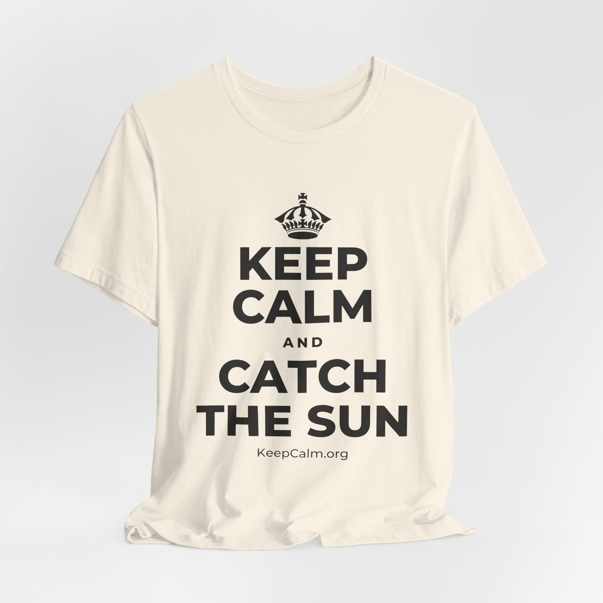 KEEP CALM AND CATCH THE SUN T-Shirt (White–Asphalt)