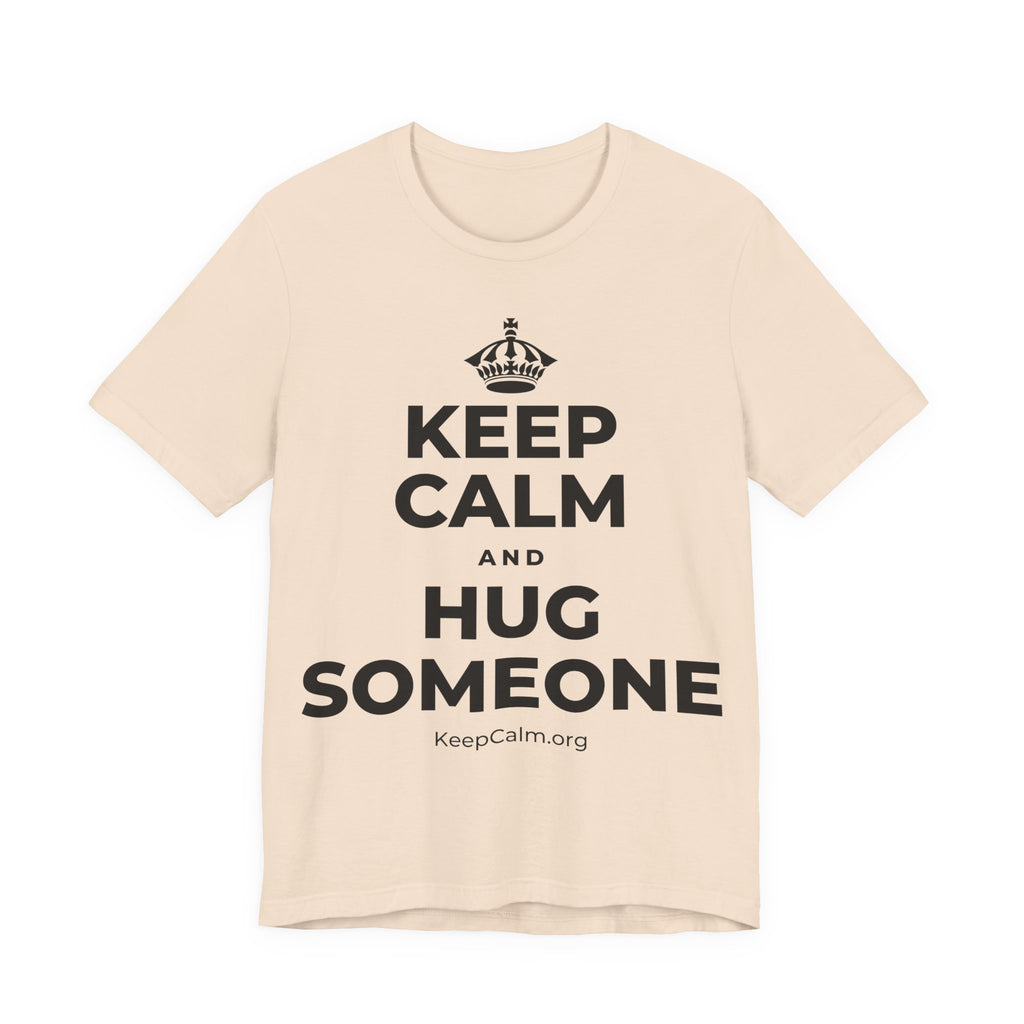 KEEP CALM AND HUG SOMEONE T-Shirt (Soft Cream–Heather Mauve)