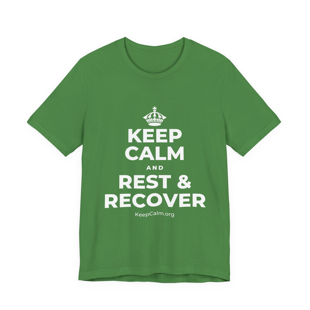 KEEP CALM AND REST & RECOVER T-Shirt (Baby Blue–Silver)