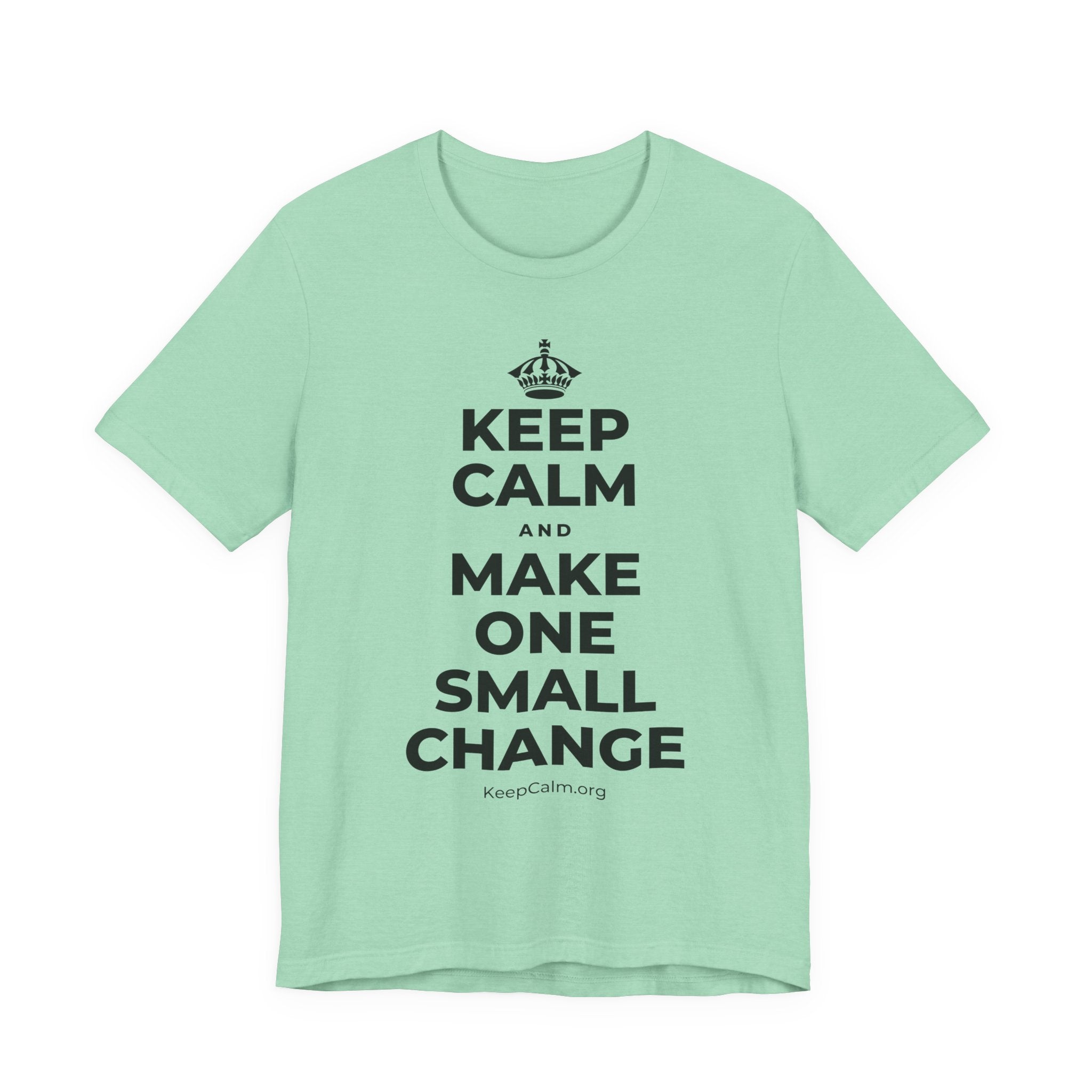 KEEP CALM AND MAKE ONE SMALL CHANGE T-Shirt (Baby Blue–Silver)