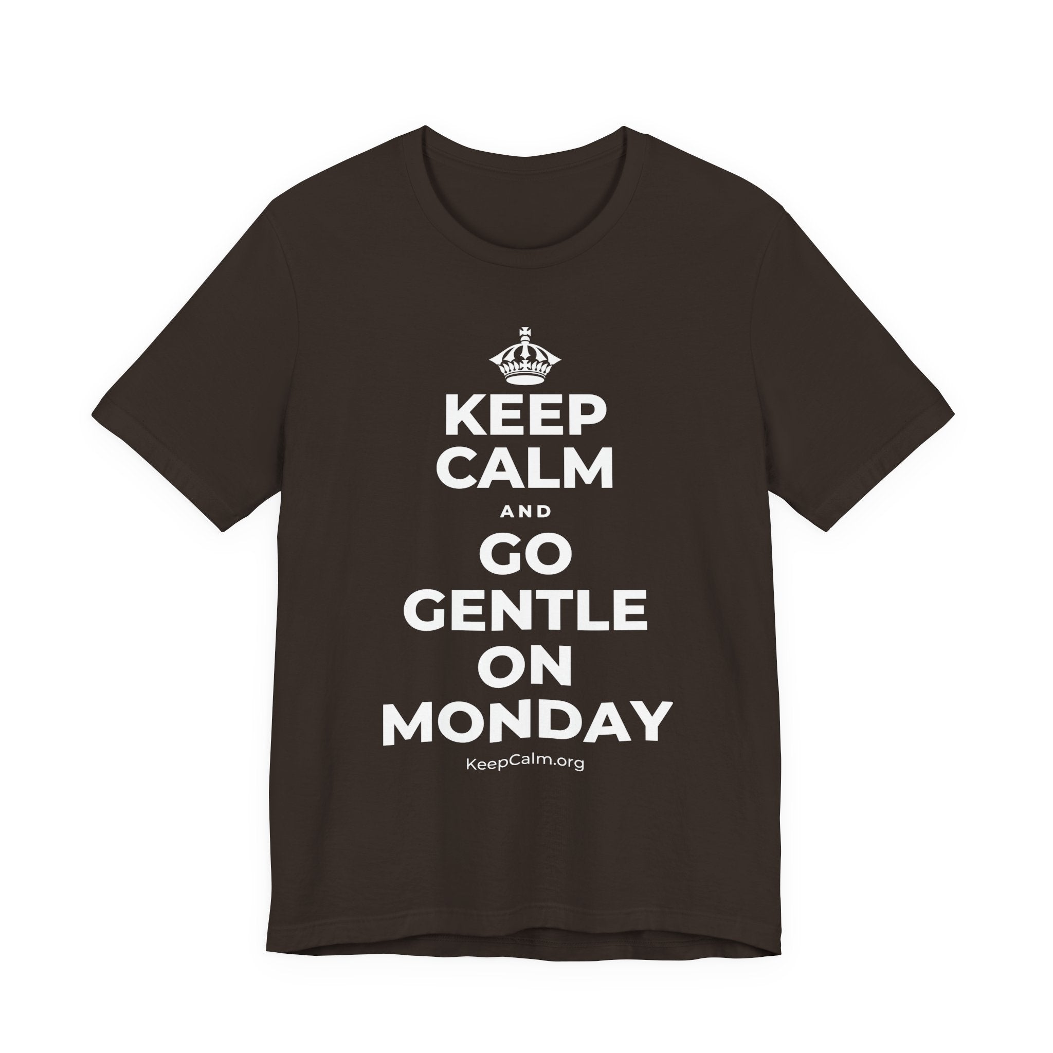 KEEP CALM AND GO GENTLE ON MONDAY T-Shirt (Soft Cream–Heather Mauve)