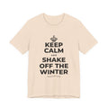 KEEP CALM AND SHAKE OFF THE WINTER T-Shirt (Soft Cream–Heather Mauve)