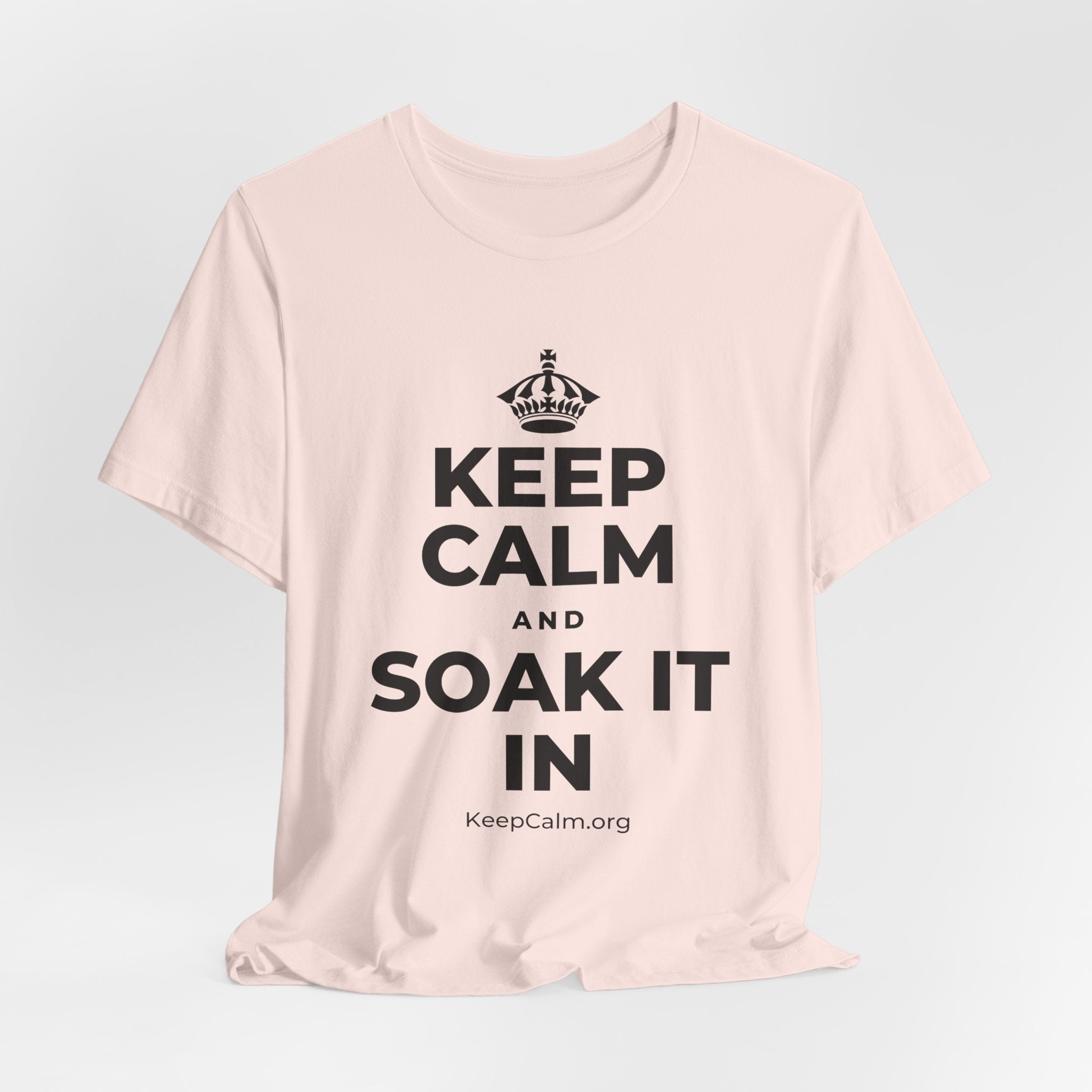 KEEP CALM AND SOAK IT IN T-Shirt (Soft Cream–Heather Mauve)