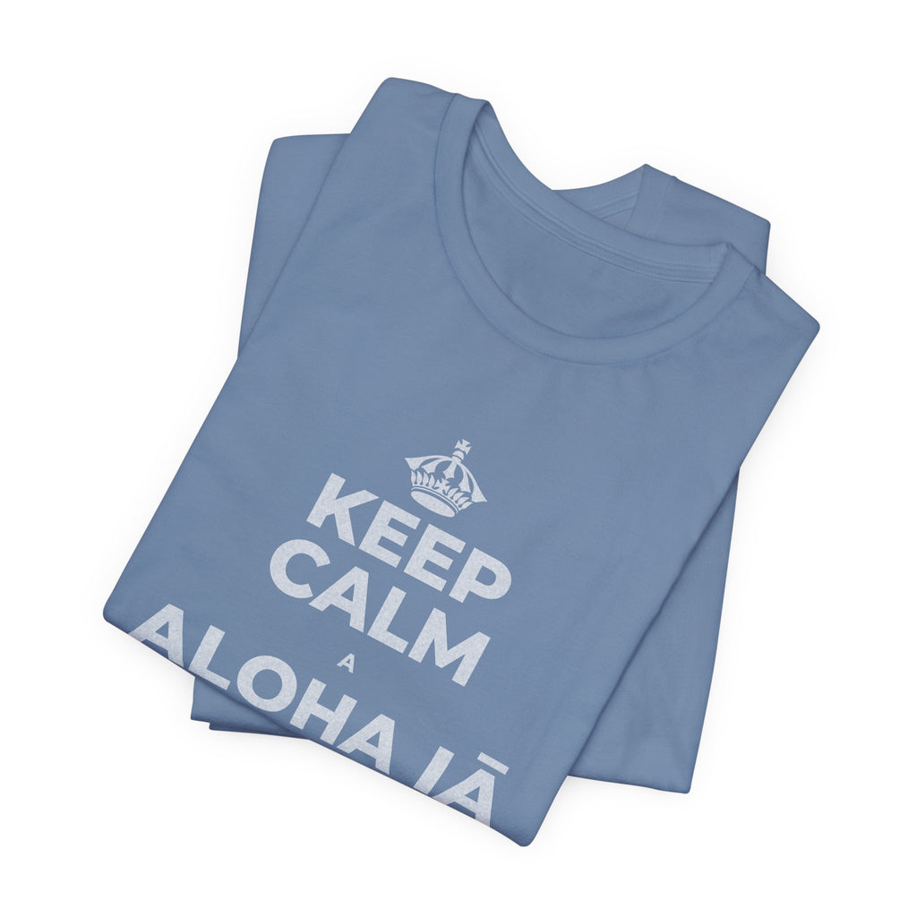 KEEP CALM A ALOHA IĀ ʻOE IHO, A LAILA I KEKAHI T-Shirt (Soft Cream–Heather Mauve)