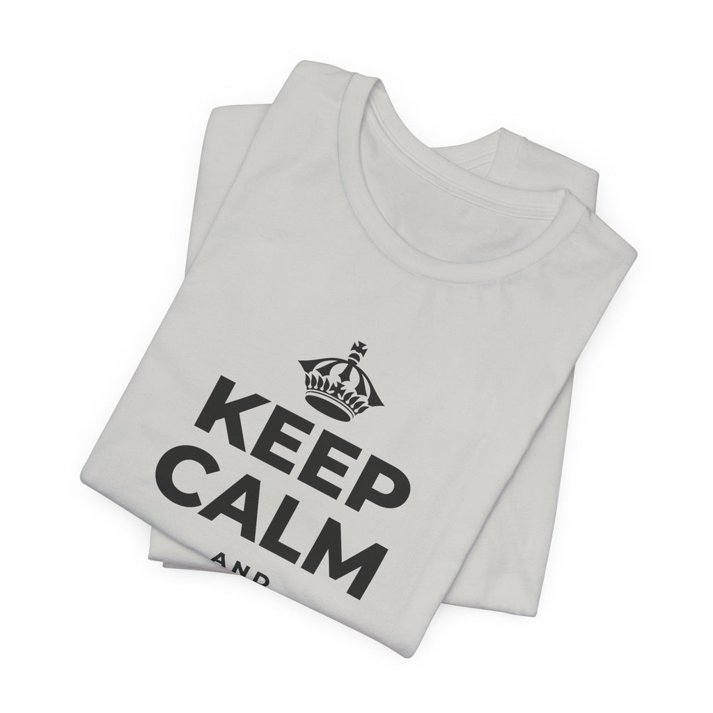 KEEP CALM AND PLAY IT AGAIN T-Shirt (Baby Blue–Silver)