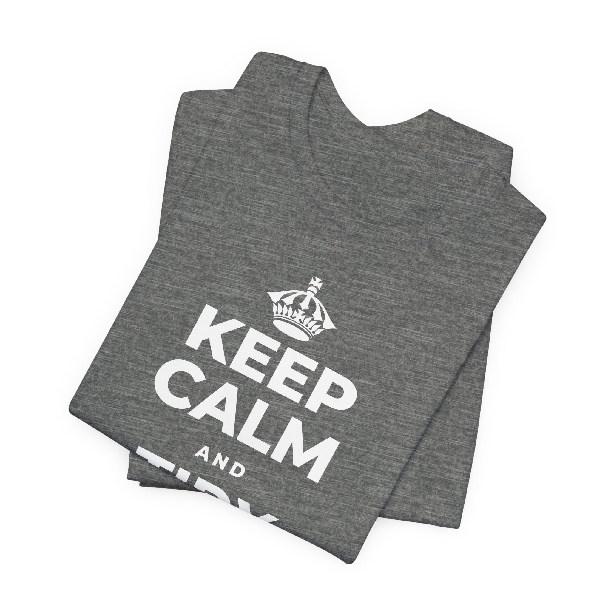 KEEP CALM AND TIDY ONE THING T-Shirt (Baby Blue–Silver)