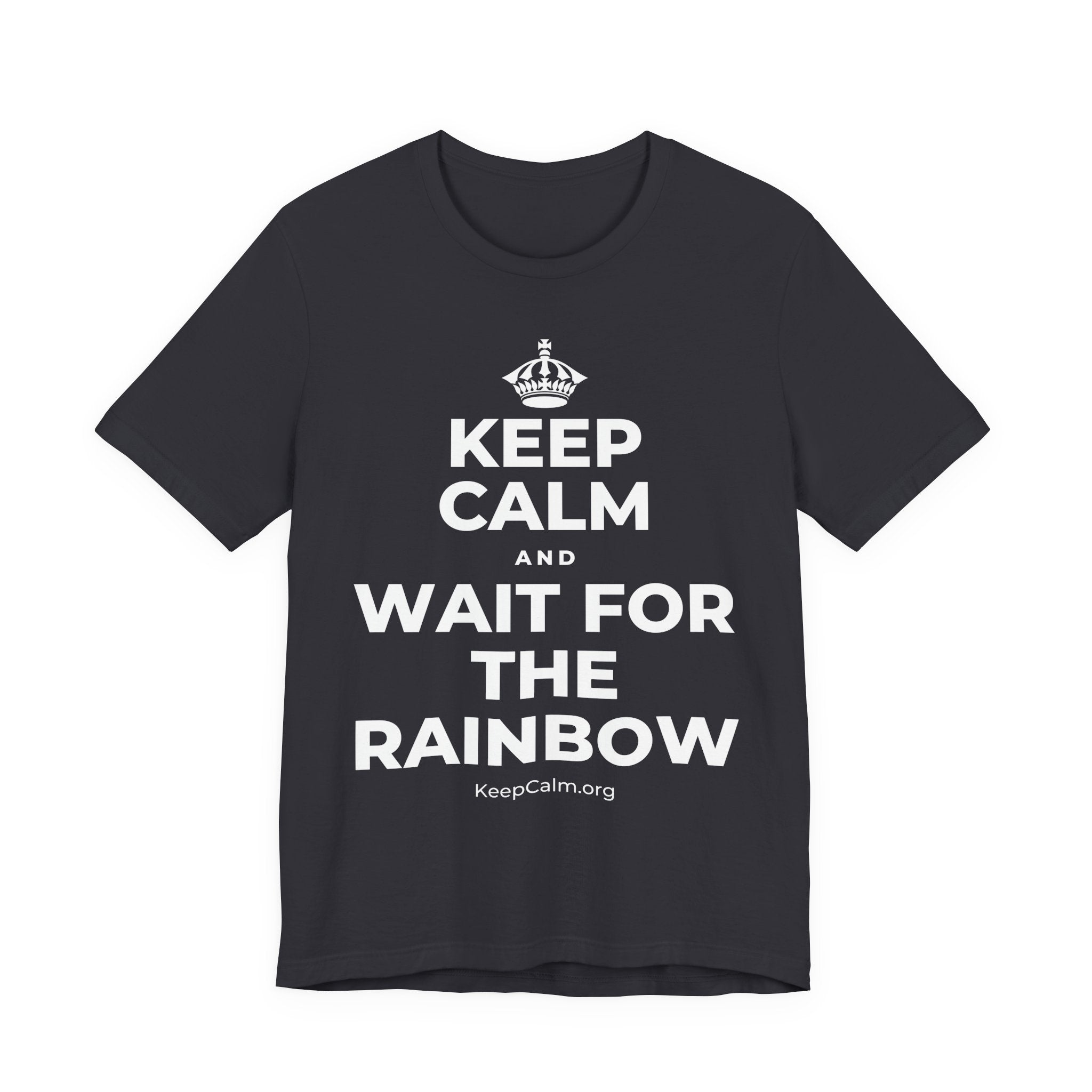 KEEP CALM AND WAIT FOR THE RAINBOW T-Shirt (Baby Blue–Silver)