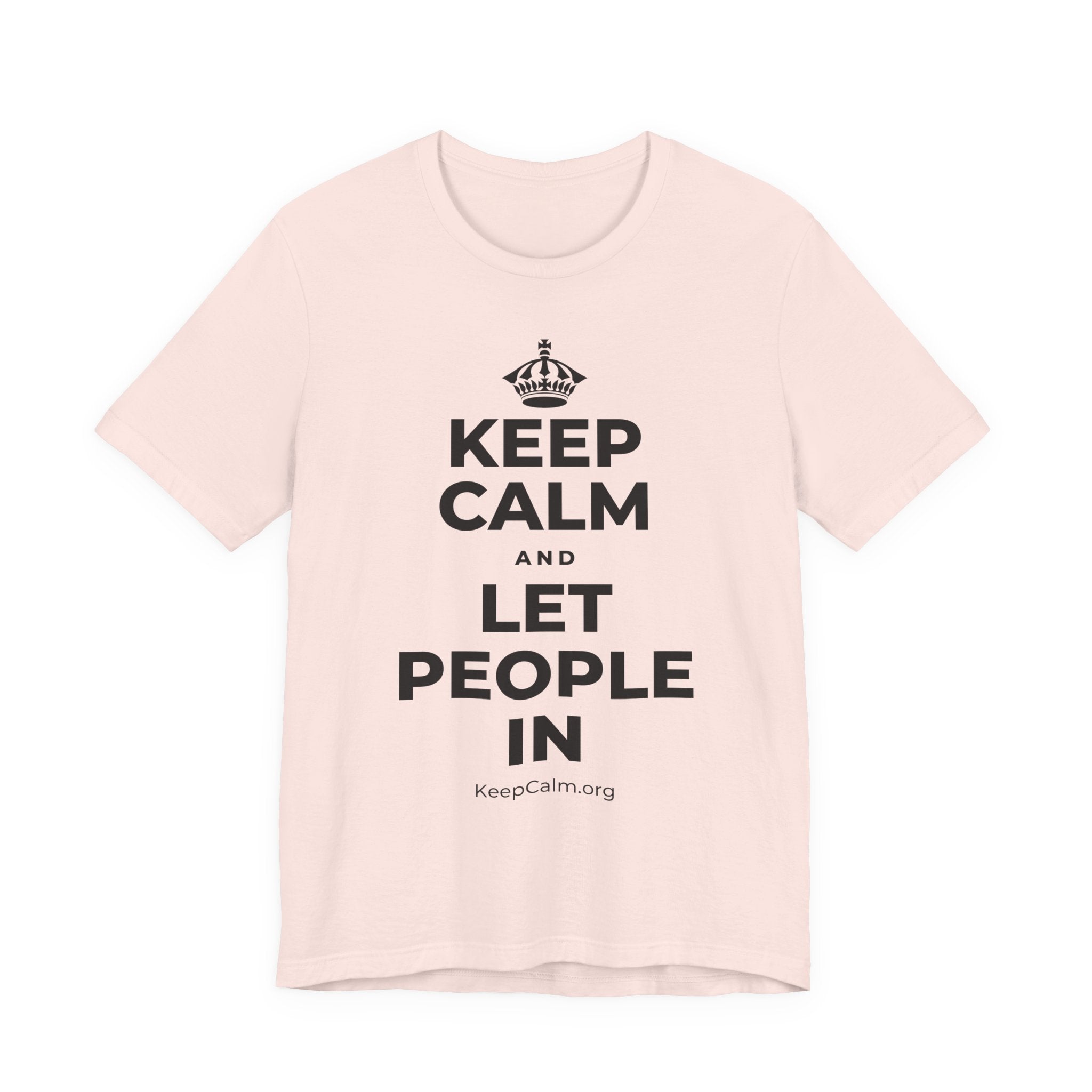 KEEP CALM AND LET PEOPLE IN T-Shirt (Soft Cream–Heather Mauve)