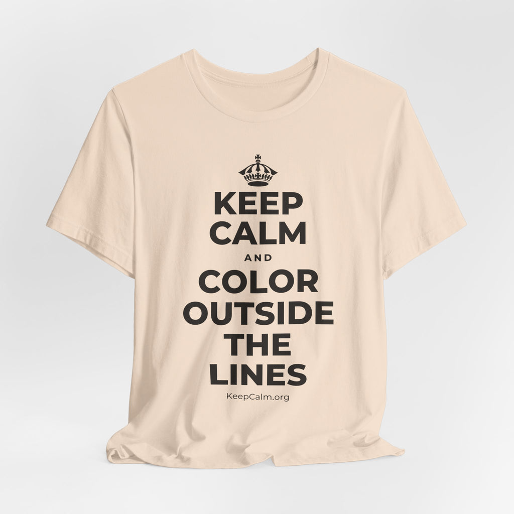 KEEP CALM AND COLOR OUTSIDE THE LINES T-Shirt (Soft Cream–Heather Mauve)
