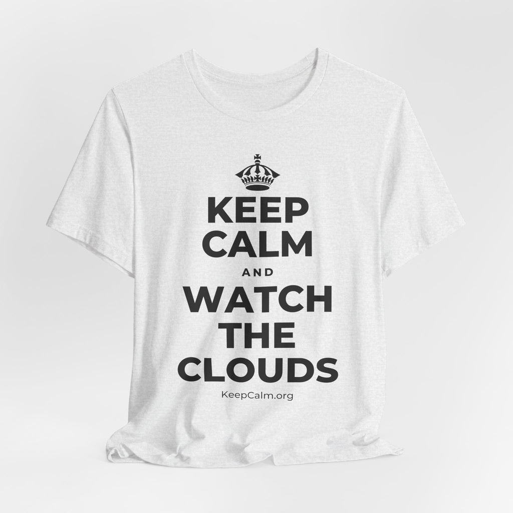 KEEP CALM AND WATCH THE CLOUDS T-Shirt (Soft Cream–Heather Mauve)