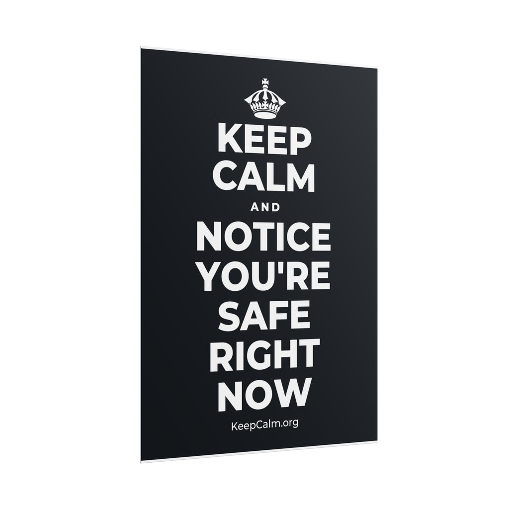 KEEP CALM AND NOTICE YOU'RE SAFE RIGHT NOW Poster (Dark)