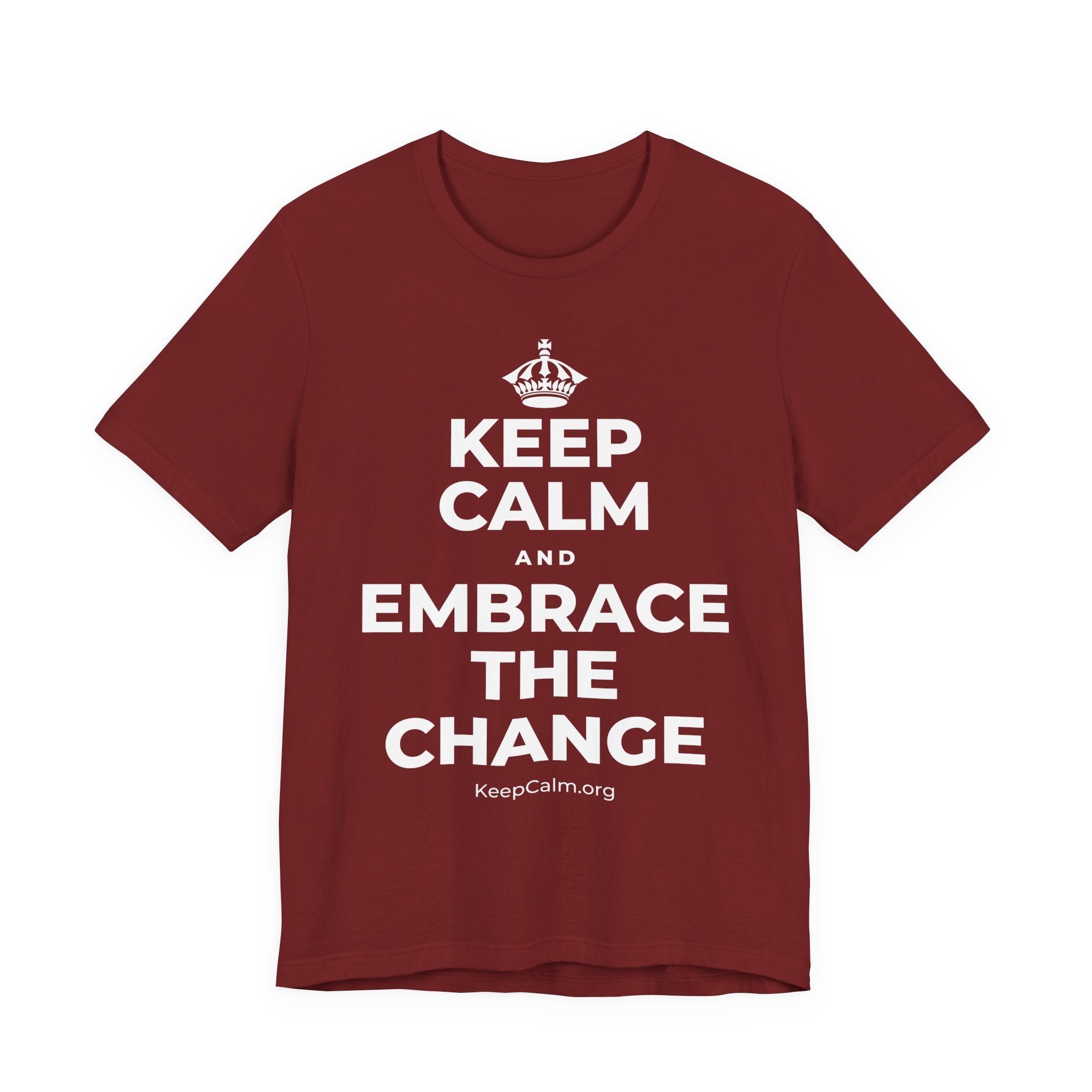 KEEP CALM AND EMBRACE THE CHANGE T-Shirt (Baby Blue–Silver)