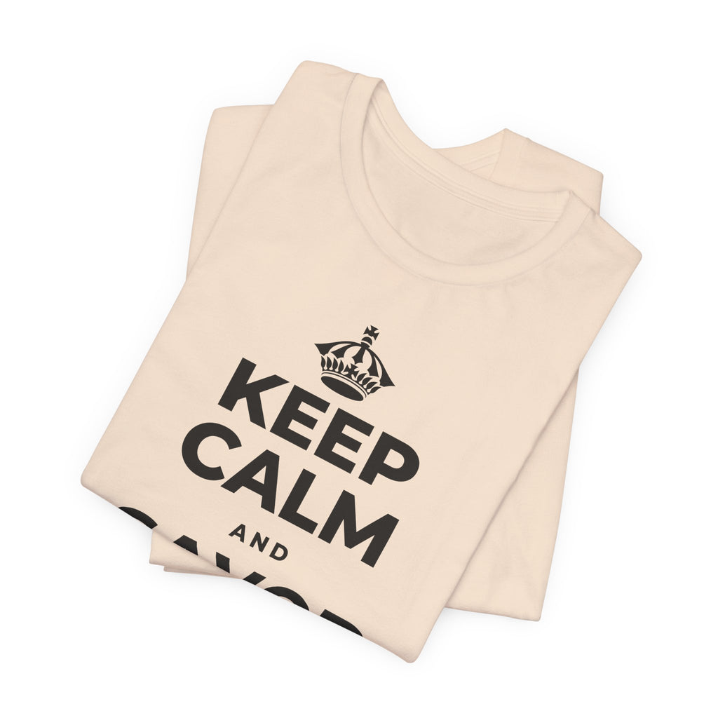 KEEP CALM AND SAVOR THIS MOMENT T-Shirt (Soft Cream–Heather Mauve)