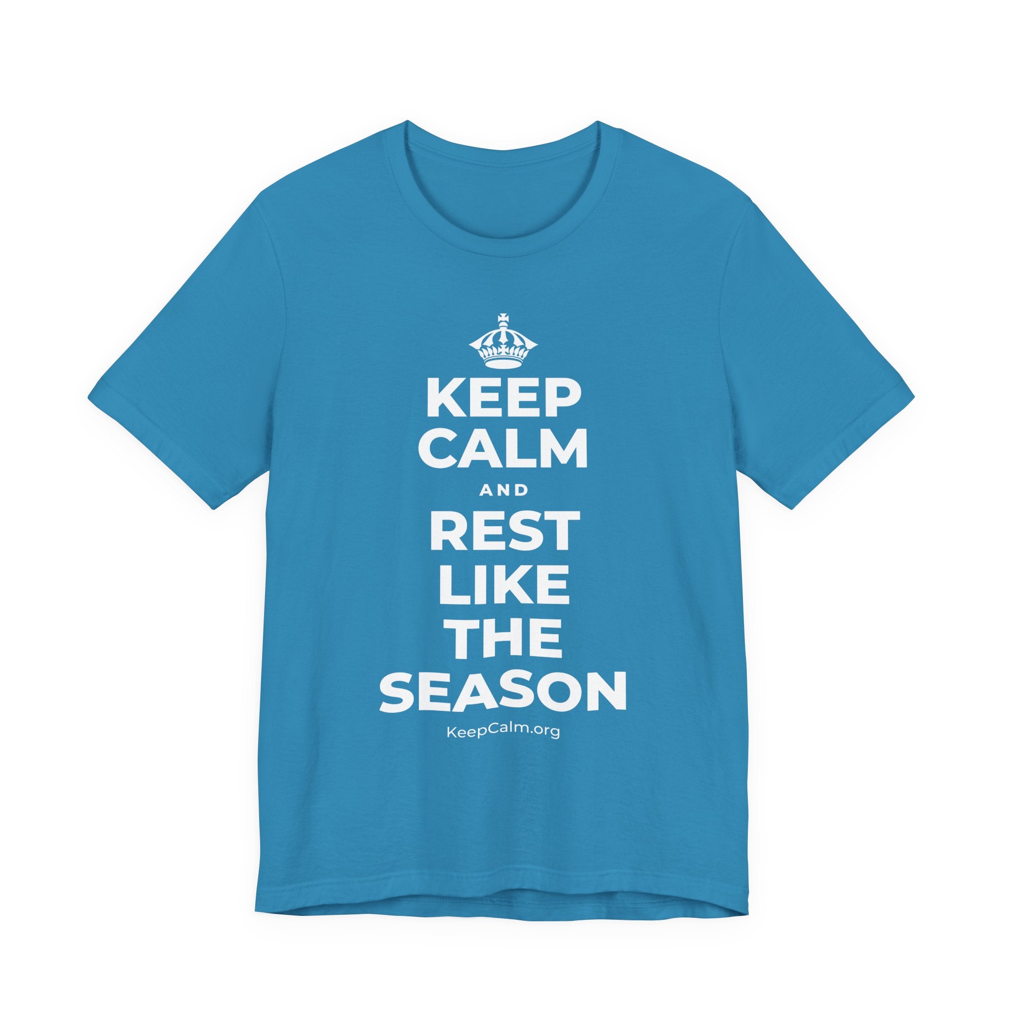 KEEP CALM AND REST LIKE THE SEASON T-Shirt (White–Asphalt)