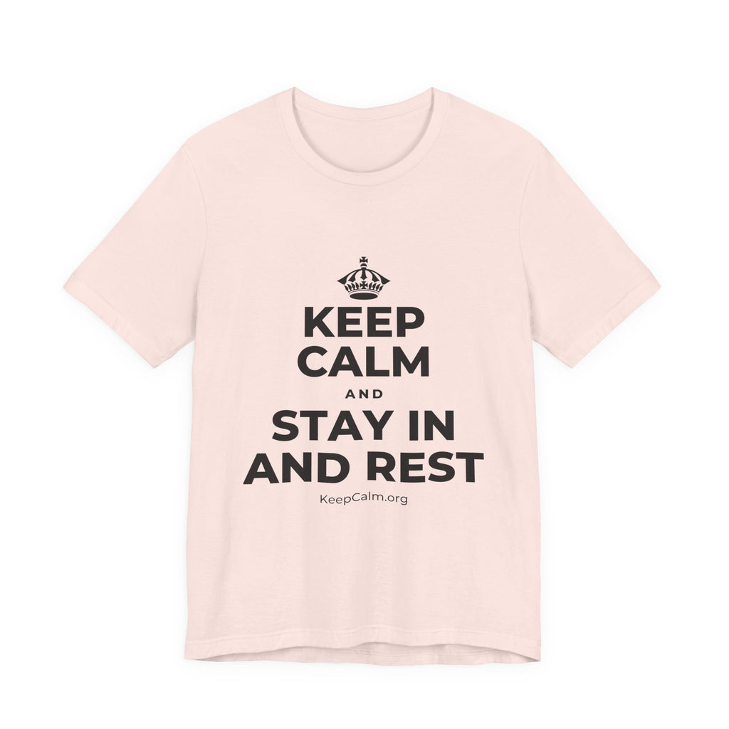 KEEP CALM AND STAY IN AND REST T-Shirt (Soft Cream–Heather Mauve)