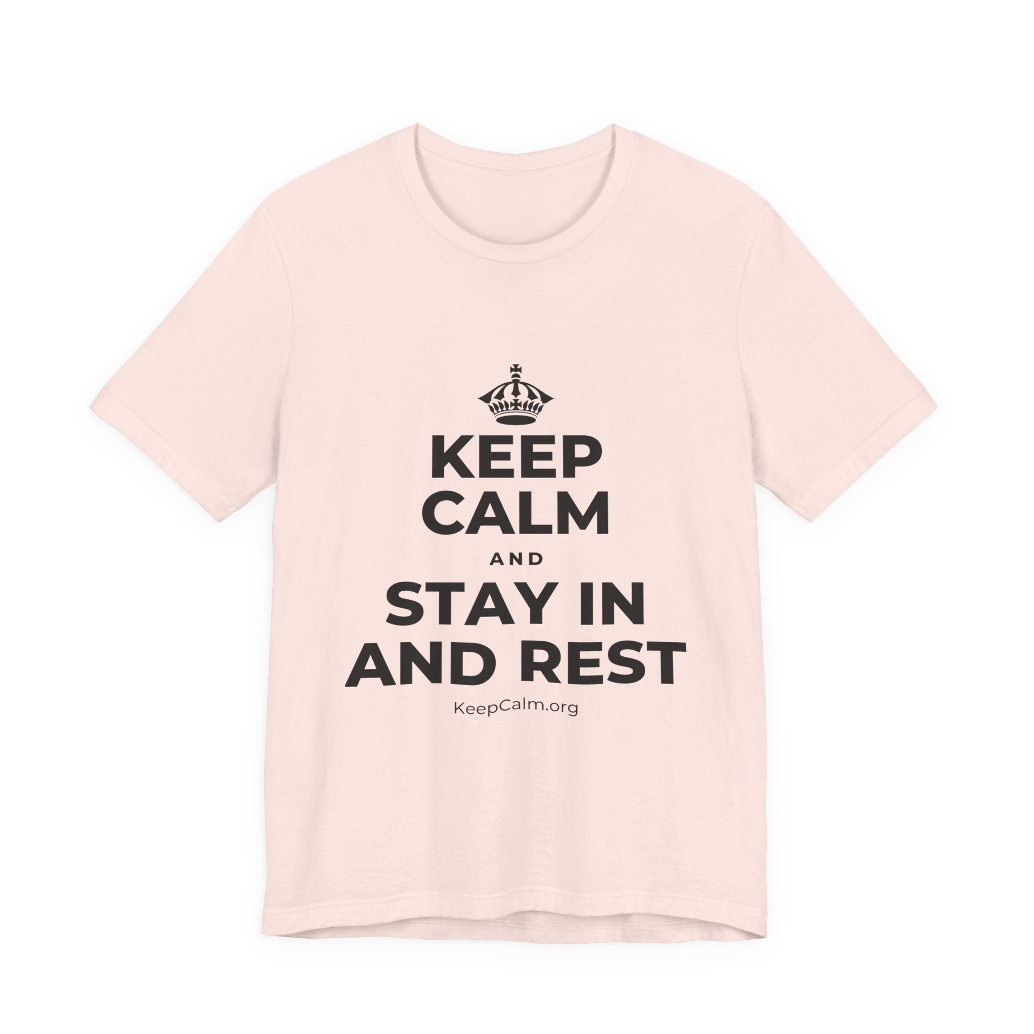 KEEP CALM AND STAY IN AND REST T-Shirt (Soft Cream–Heather Mauve)