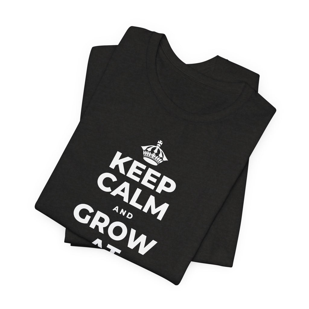 KEEP CALM AND GROW AT YOUR OWN PACE T-Shirt (Soft Cream–Heather Mauve)