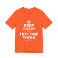 KEEP CALM AND TIDY ONE THING T-Shirt (Baby Blue–Silver)