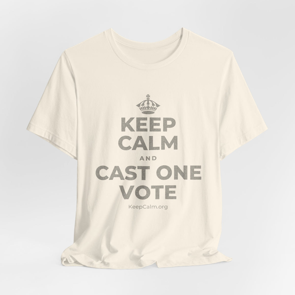 KEEP CALM AND CAST ONE VOTE T-Shirt (White–Asphalt)