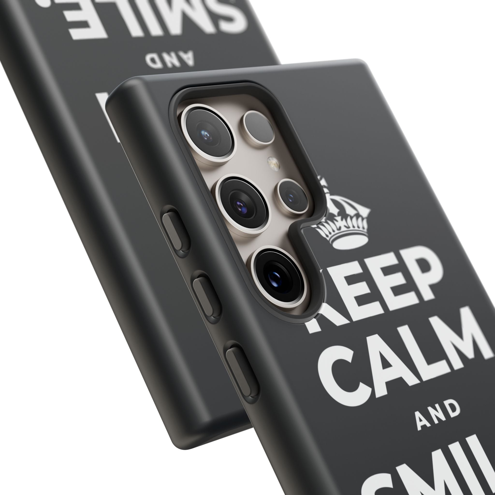 KEEP CALM AND SMILE, IT HELPS Phone Case (Dark)