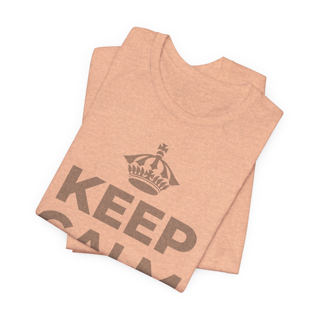 KEEP CALM AND 見知らぬ人に微笑んで T-Shirt (Soft Cream–Heather Mauve)