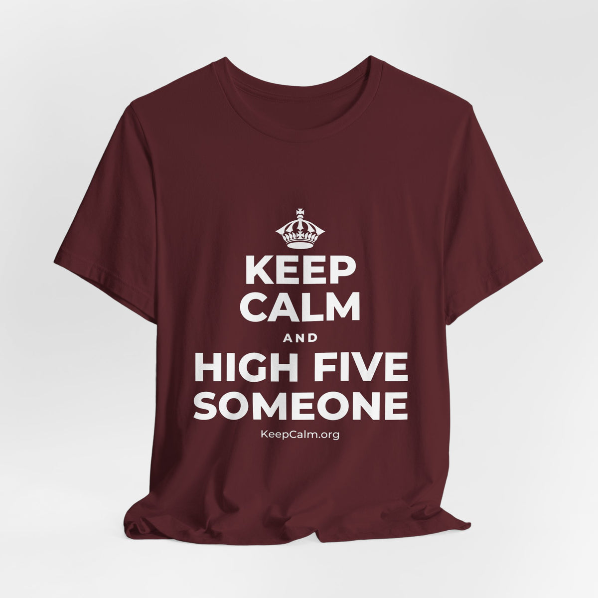 KEEP CALM AND HIGH FIVE SOMEONE T-Shirt (Baby Blue–Silver)