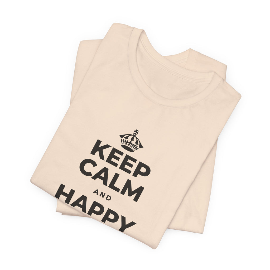 KEEP CALM AND HAPPY LOOKS GOOD ON YOU T-Shirt (Soft Cream–Heather Mauve)