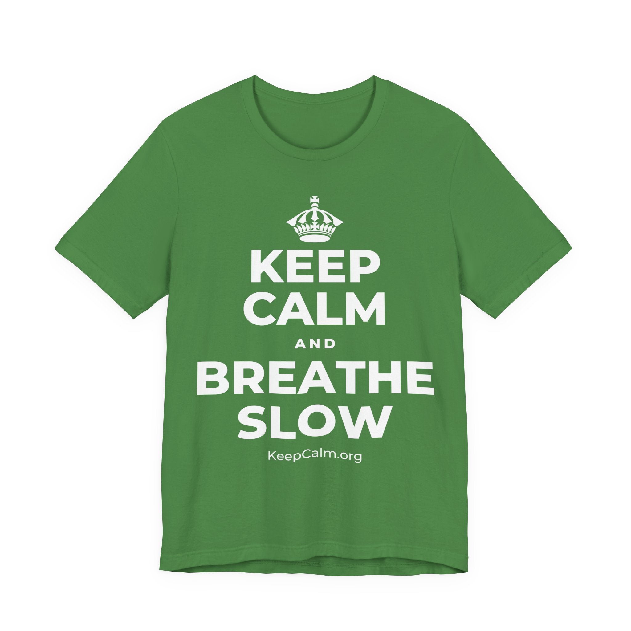 KEEP CALM AND BREATHE SLOW T-Shirt (Baby Blue–Silver)