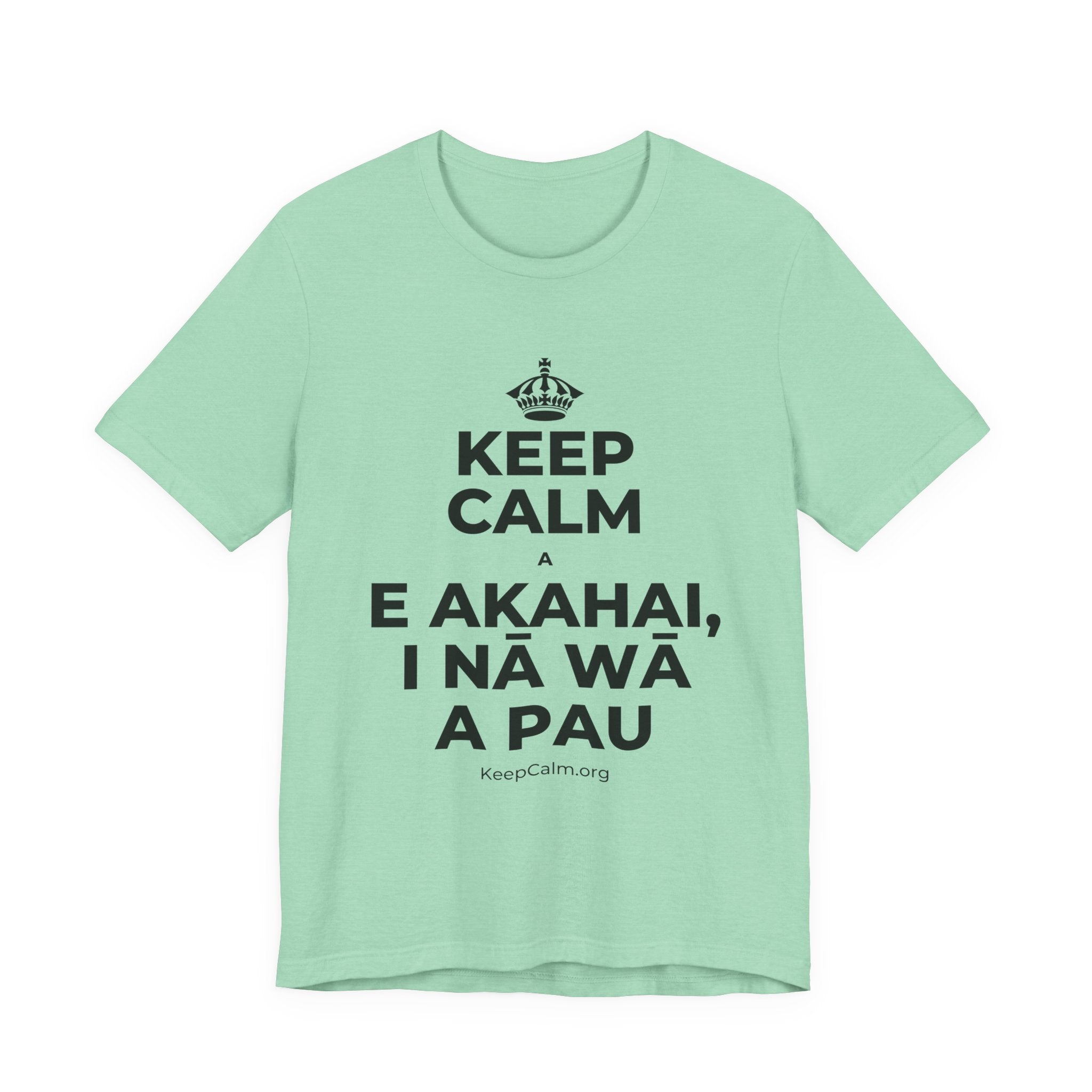 KEEP CALM A E AKAHAI, I NĀ WĀ A PAU T-Shirt (Baby Blue–Silver)