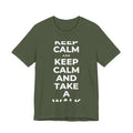 KEEP CALM AND TAKE A WALK T-Shirt (Military Green–Autumn)