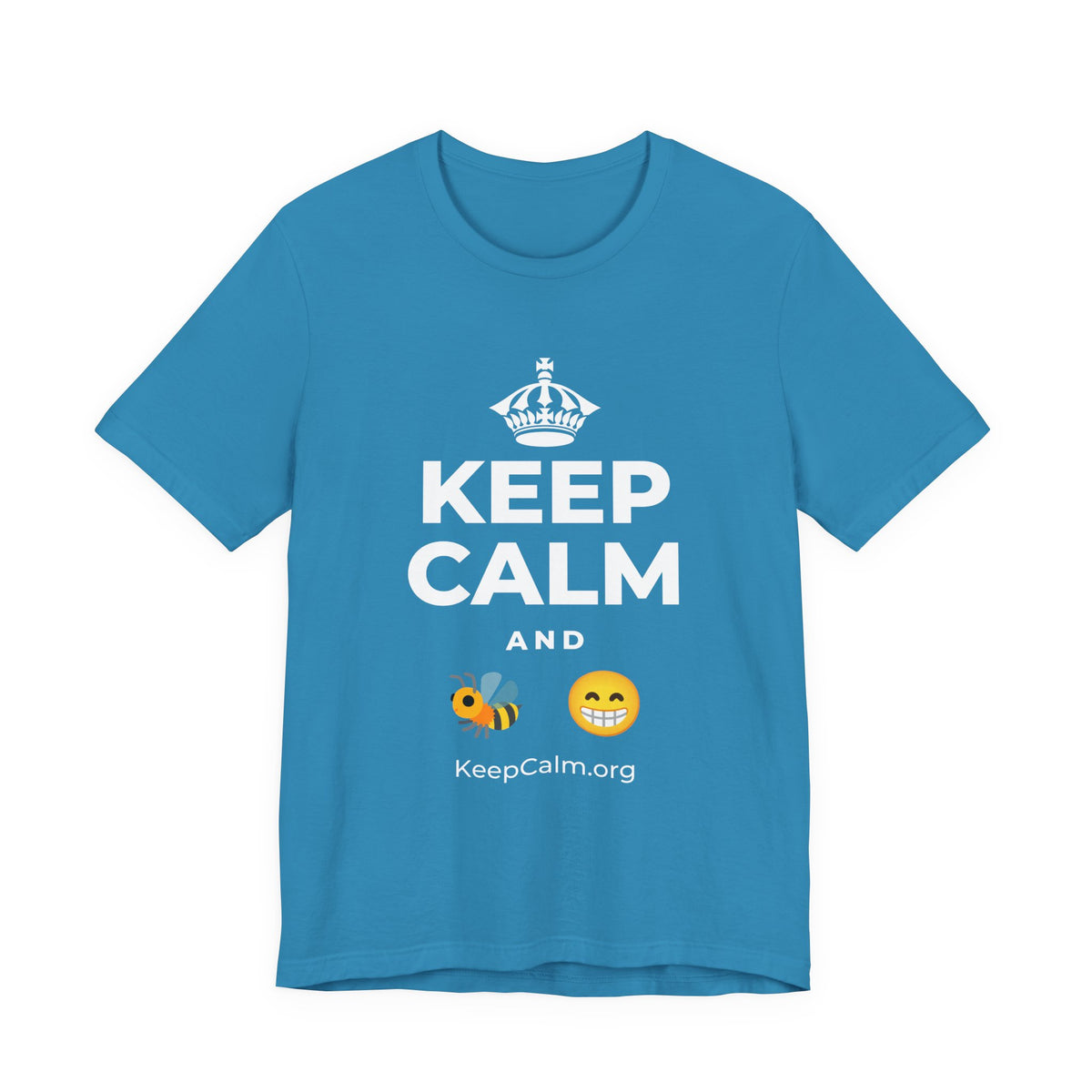 KEEP CALM AND BEE HAPPY T-Shirt (White–Asphalt)