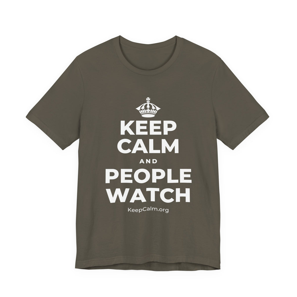 KEEP CALM AND PEOPLE WATCH T-Shirt (White–Asphalt)