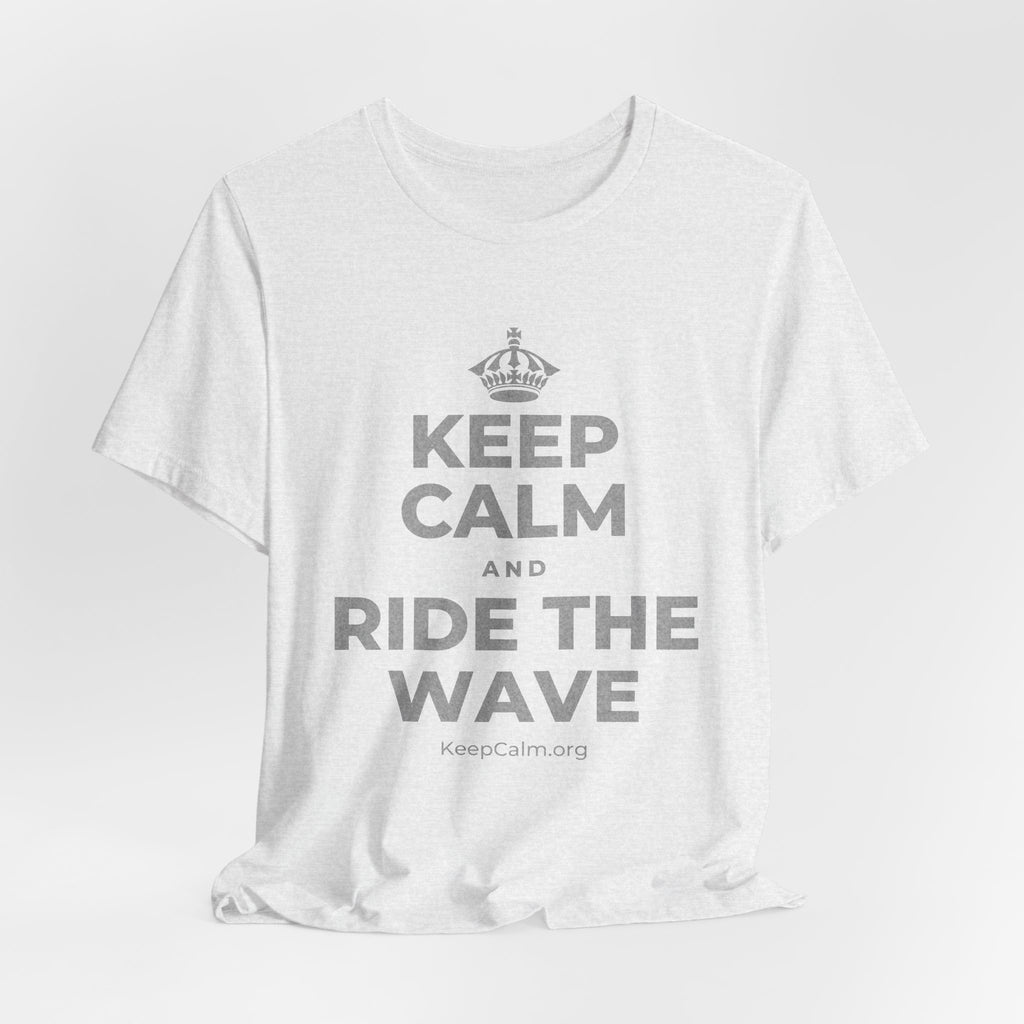 KEEP CALM AND RIDE THE WAVE T-Shirt (Soft Cream–Heather Mauve)