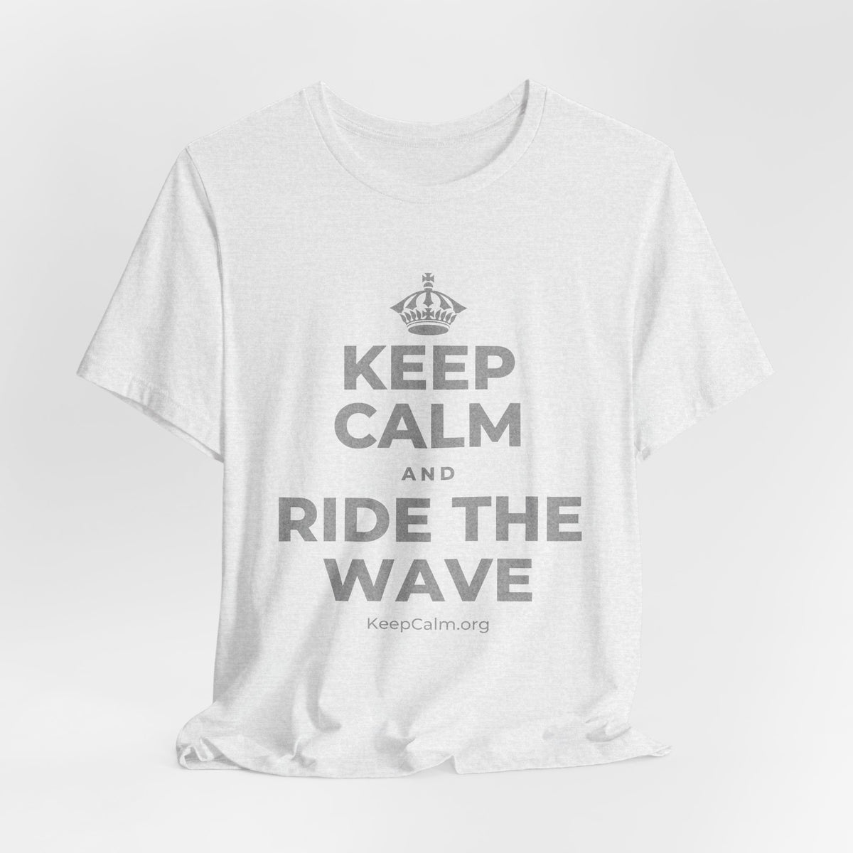KEEP CALM AND RIDE THE WAVE T-Shirt (Soft Cream–Heather Mauve)