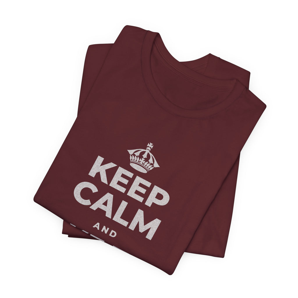 KEEP CALM AND TAKE THE HOUR T-Shirt (Baby Blue–Silver)