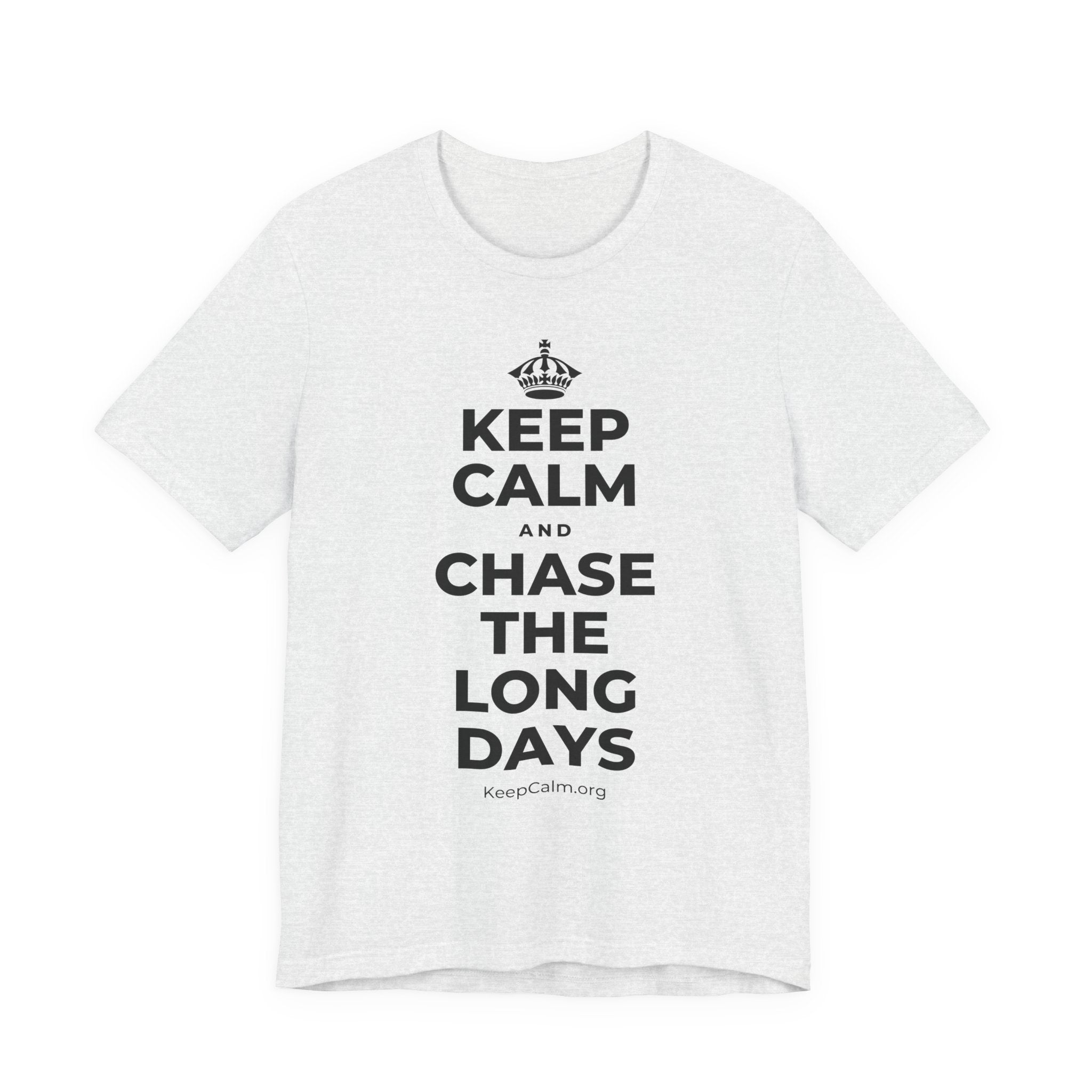 KEEP CALM AND CHASE THE LONG DAYS T-Shirt (Soft Cream–Heather Mauve)
