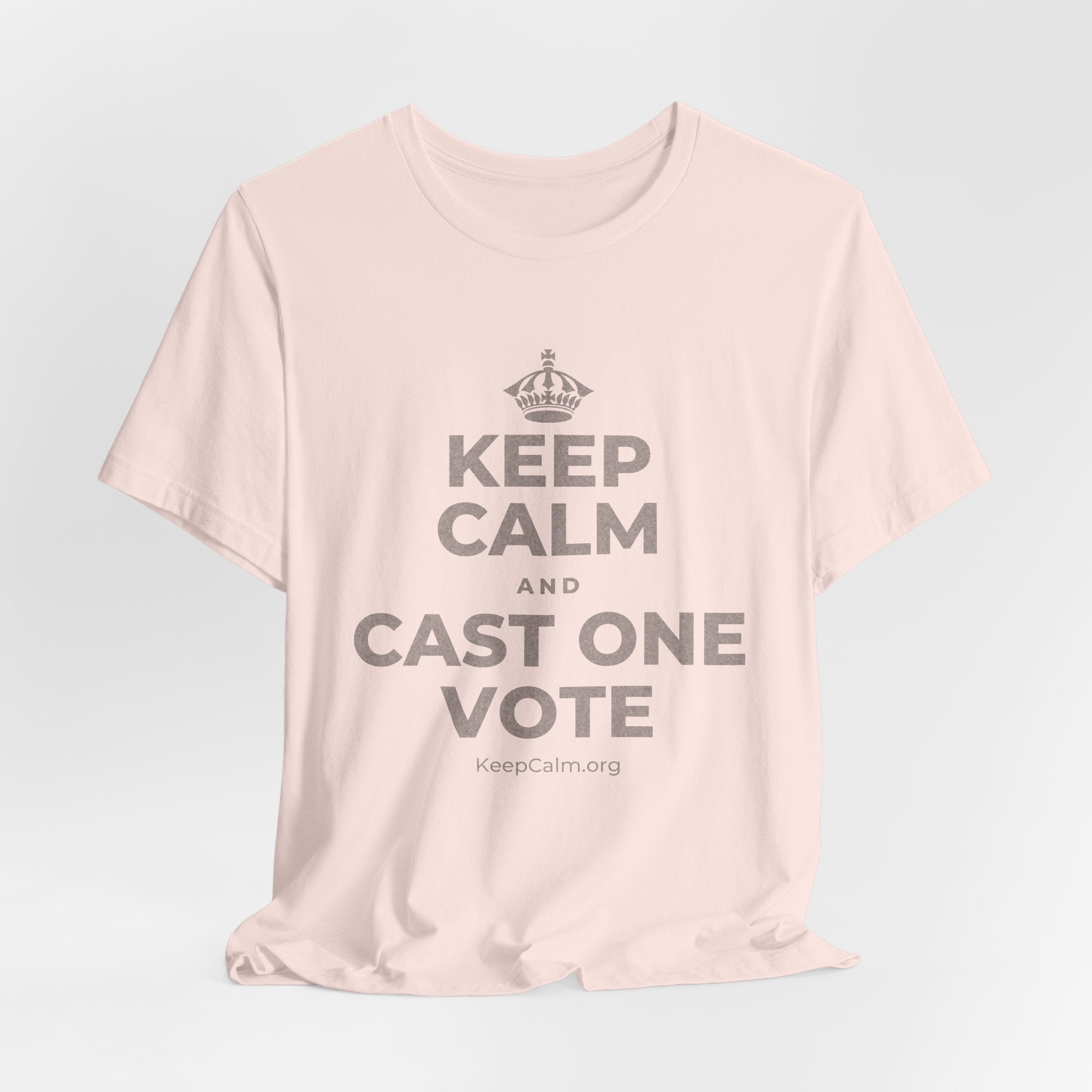 KEEP CALM AND CAST ONE VOTE T-Shirt (Soft Cream–Heather Mauve)