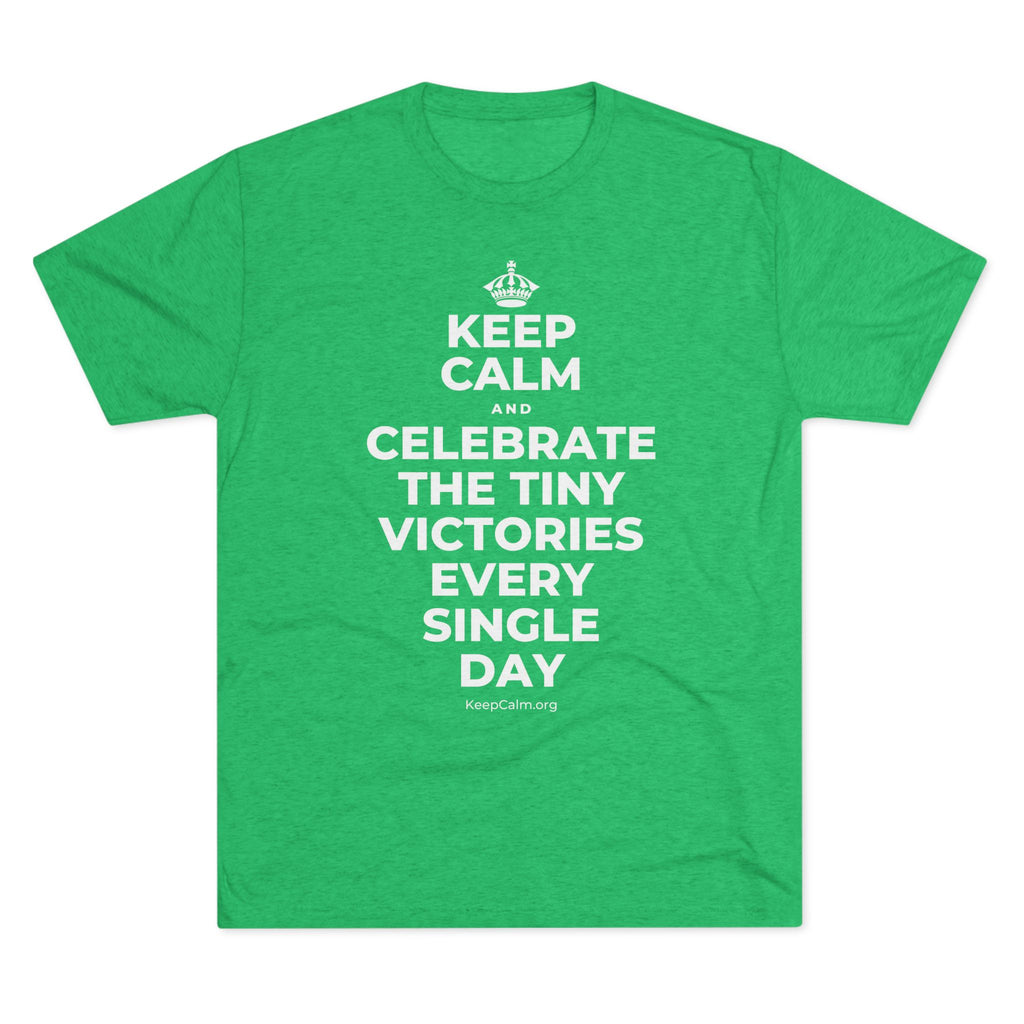 KEEP CALM AND CELEBRATE THE TINY VICTORIES EVERY SINGLE DAY Tri-Blend Tee