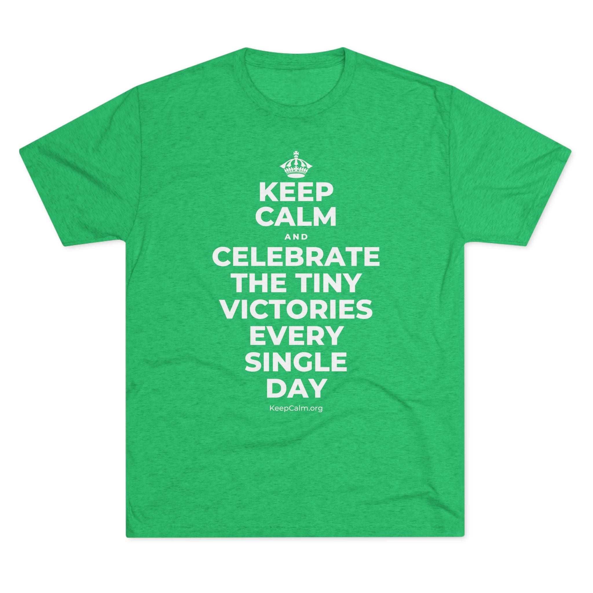 KEEP CALM AND CELEBRATE THE TINY VICTORIES EVERY SINGLE DAY Tri-Blend Tee