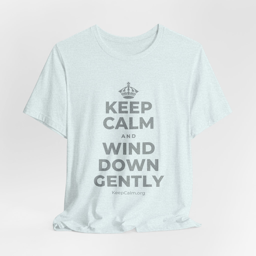 KEEP CALM AND WIND DOWN GENTLY T-Shirt (Soft Cream–Heather Mauve)