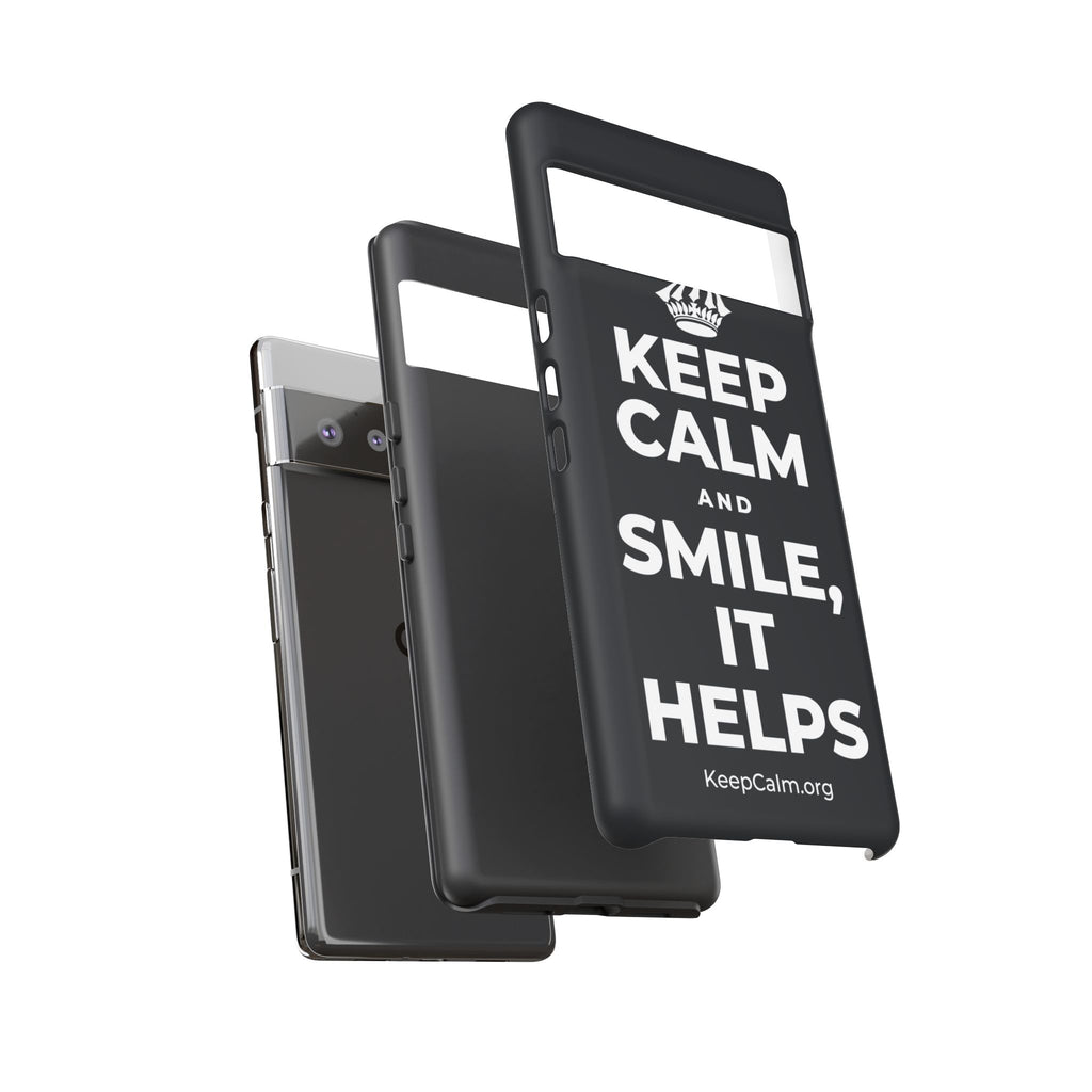 KEEP CALM AND SMILE, IT HELPS Phone Case (Dark)