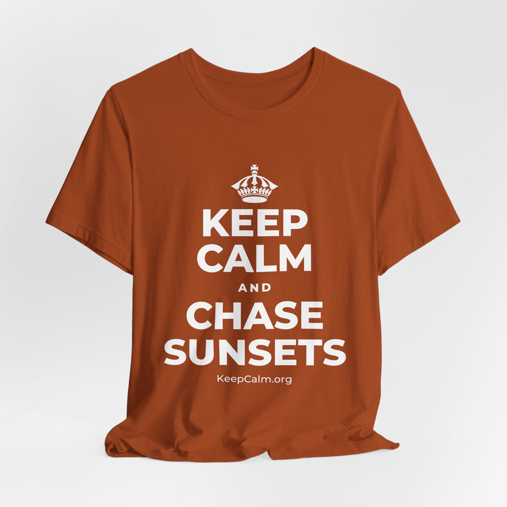 KEEP CALM AND CHASE SUNSETS T-Shirt (Military Green–Autumn)