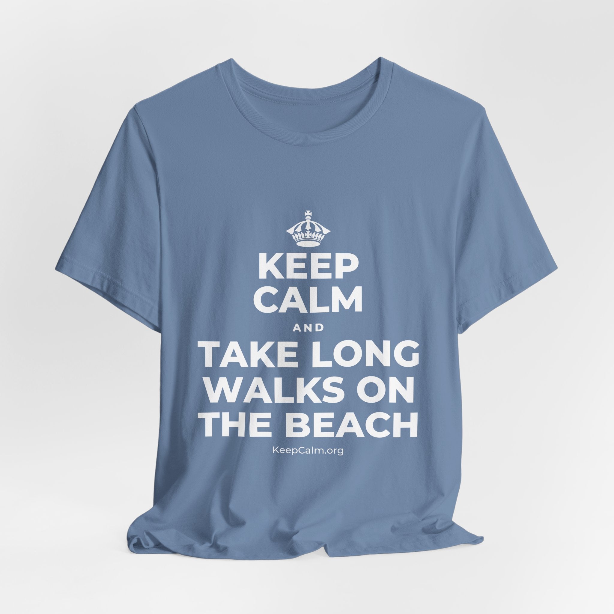 KEEP CALM AND TAKE LONG WALKS ON THE BEACH T-Shirt (Soft Cream–Heather Mauve)